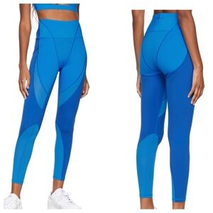 Ivy Park X Adidas Glory blue mesh inset high rise leggings womens XS